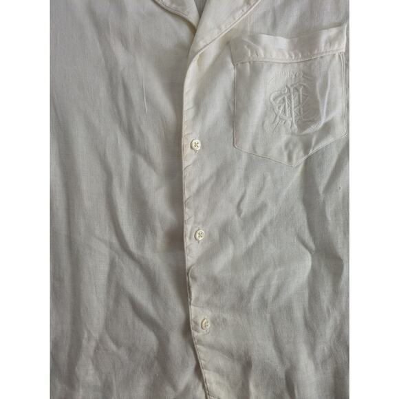 Polo Ralph Lauren Shirt Womens Sz 10 100% Linen Short Sleeve Button cream vtg - Picture 8 of 10